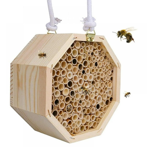 Mason Bee House Attracts Peaceful Bee Pollinators to Enhance Your Garden/'s Productivity Drop Shape Handmade Natural Bamboo Bee Hive
